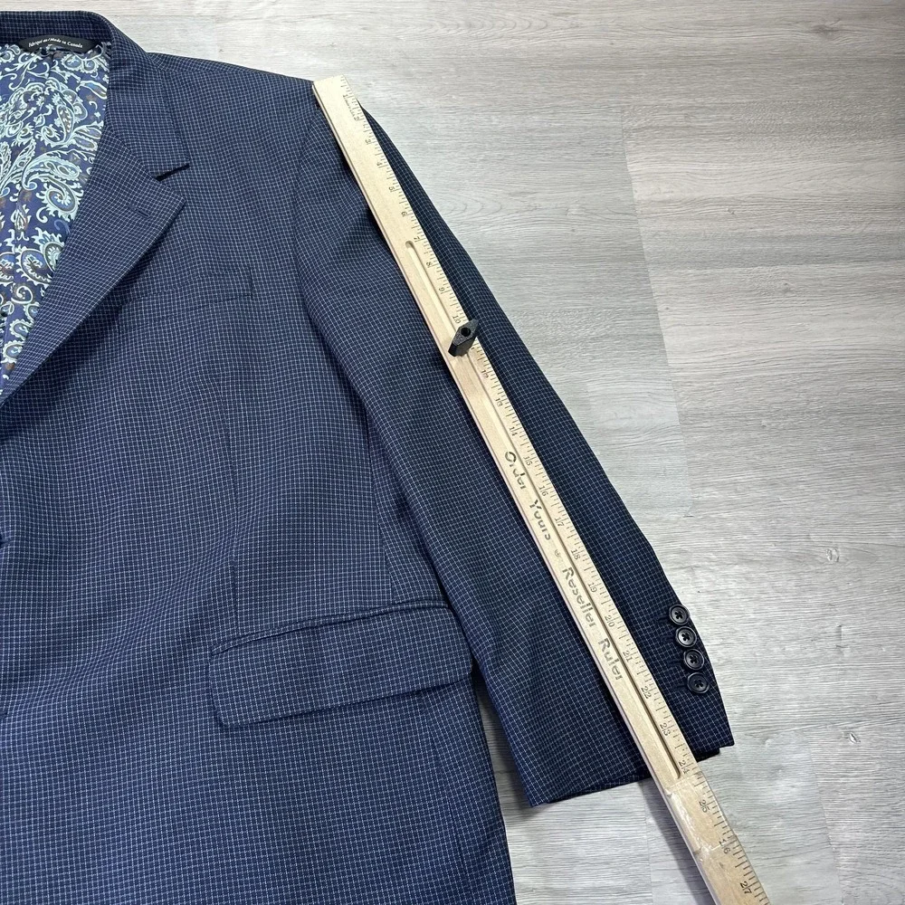 Coppley Blazer‎ Mens 46 Blue Wool Check Sport Coat Jacket Holland & Sherry